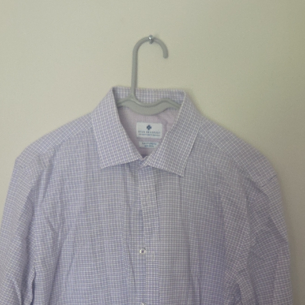 Ryan Seacrest Distinction Purple Checkered Men's Shirt